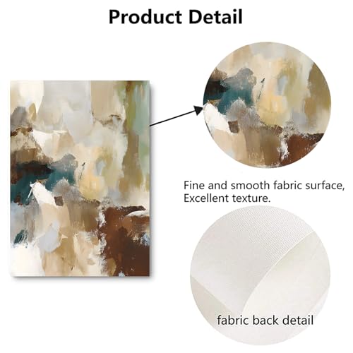 ブラウンティールとベージュ抽象ウォールアート モダンターコイズプリント ブラックゴールドグレー絵画 ターコイズ抽象キャンバスウォールアート ティールとブラウンピクチャー ミニマリストモダングラフィティペインティング 16x24x3 フレームなし [2]