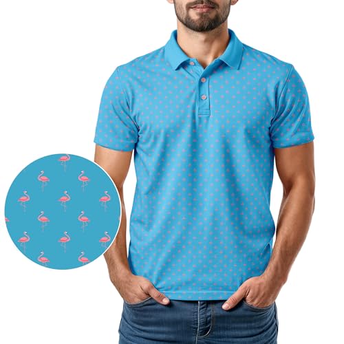 Tropical Hawaiian Golf Polo Shirt – Men Sizes S Thru 5XL Performance Moisture Wicking Dri Fit Flamingo Resort Wear Pickleball2