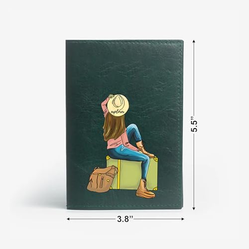 Image of The Messy Corner Unisex Vegan Leather Passport Cover | Classy & Stylish Printed Travel Case | (Forest Green, Backpacker)