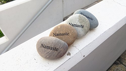Garden Age Supply Namaste Engraved Stone Inspirational Sandblast, Perfect Gorgeous Unique Gift Ideas, Natural Beach Pebble Rock #TOP3