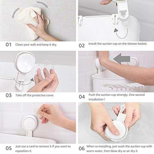 image for LEVERLOC Corner Shower Caddy Suction Cup NO-Drilling Removable Bathroo