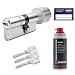 Produktbild ToniTec Set aus Abus Bravus 2000 MX Türschloss mit Sicherheitskarte modular Schließzylinder gleichschließend N&G inkl. 3 Schlüssel und ToniTec Pflegespray - Größe 65/35K
