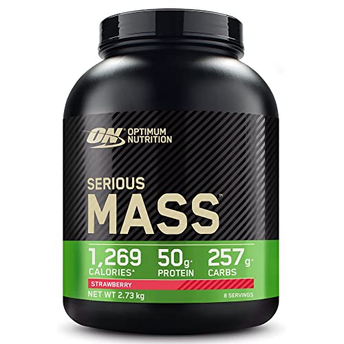 Optimum Nutrition Serious Mass Gainer en Poudre, Goût Fraise, 2.73kg, 8 Doses