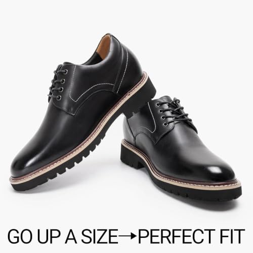 Image of CHAMARIPA Men's Invisible Height Increasing Shoes - 3.15 inch Taller | Casual Business Derby Elevator Shoes for Men, Genuine Leather Lace-Up, Ideal for Wedding & Daily Occasions