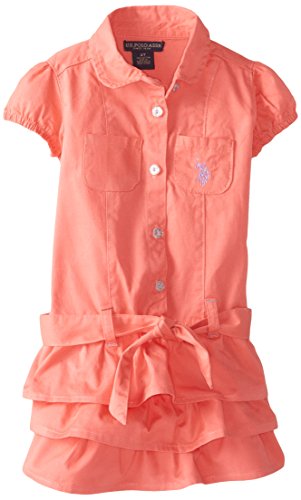U.S. Polo Assn. Little Girls' Twill Tiered Ruffle Dress