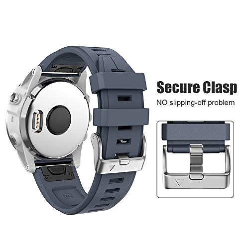 Fenix 5S Plus Silicone Sport Watch Band Compatible with Fenix Series - Silver Buckle