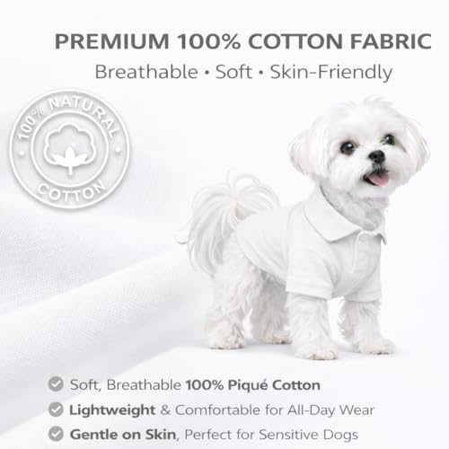 lovelonglong Basic Dog Polo Shirts Premium Cotton, Polo T-Shirts for Large Medium Small Dogs with a Two-Button Collar Blank Color White XXXL by lovelonglong - Image 2