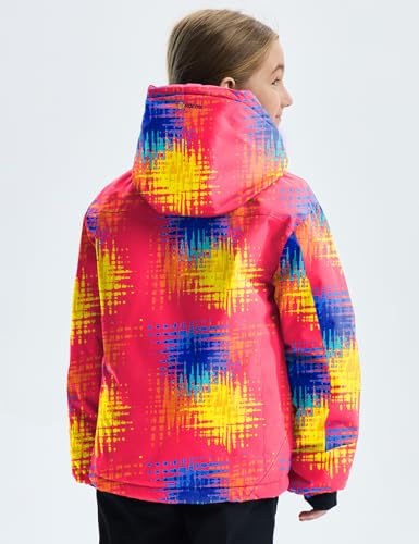Miniatura 3 de Gemyse Chaqueta De Esquí Para Niña Impermeable Abrigo De Invierno Con Capucha Antiviento Para Nieve Montaña Con Forro Polar Imprimir 2,140-146