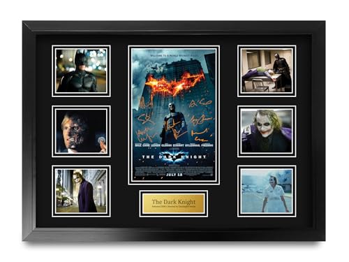 HWC Trading The Dark Knight Gifts Printed Signed Autograph Presentation Display Montage for Movie Memorabilia Fans - A2 Framed (ID-006448)