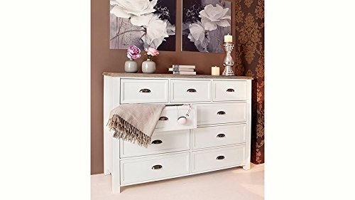 APRODZ Mango Wood Recife Chest of 9 Drawers Storage Cabinet for Living Room | Wooden Sideboard | White Finish-image-28