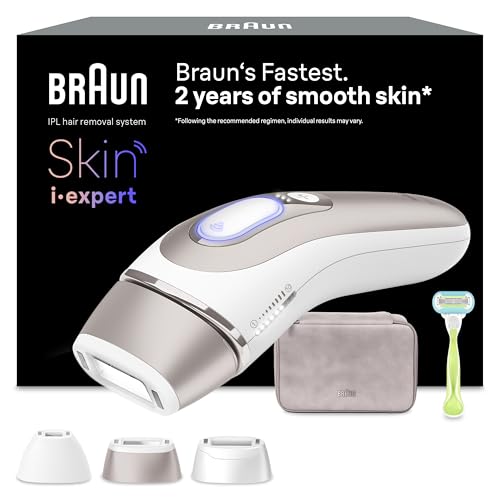 Braun Epilateur Lumiere Pulsee Intelligent Skin i·expert PL7253, Epilation À Domicile, Alternative Au Laser, Avec Appli, Rasoir Venus, 3 Têtes Intelligentes Pour Epiler Jambes, Visage et Plus
