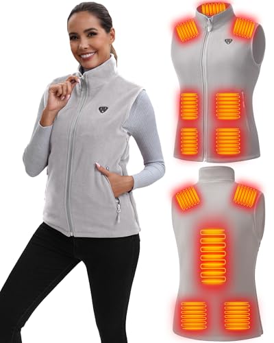 Heated Vest for Women with Battery Pack Included, Warming Womens Fleece Vests Rechargeable, Lightweight Heating Jackets for Winter, Usb Electric Smart Coat Hoodie Clothing Clothes Sweatshirt