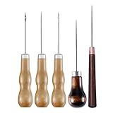Ahle Mit Holzgriff 5 Stück Leder Handwerk Ahle DIY Lederhandwerk Nähen Ahle Werkzeug Schneiderahle Nähen Awl Hole Loch Ahle Leder Leather Awl Zum Nähen Reparieren Für Leder Nähen Stanzen DIY Werkzeug