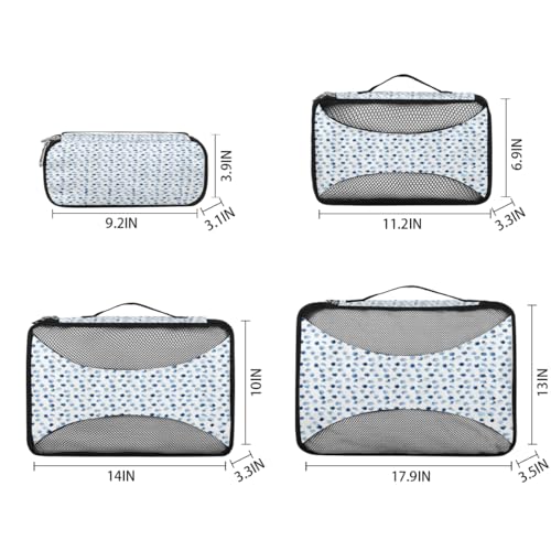 4 Pcs set of Packing Cubes for Suitcases, Packing Cubes for Travel Accessories Luggage Carry On Suitcase Organizer Bags, Blue Dot 4 Various Sizes — view 2