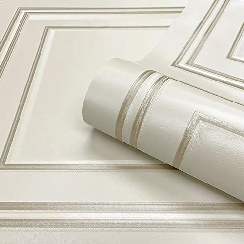 YöL Full Roll Cream Gold Textured Wood Panelling Effect Vinyl Wallpaper Metallic