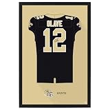 Sporticulture NFL American Football New Orleans Saints - Chris Olave Jersey Print Framed Wall Art Picture Poster for Boys Bedroom and Man Cave Decor - Ready to Hang, Black 14" x 20", Small'