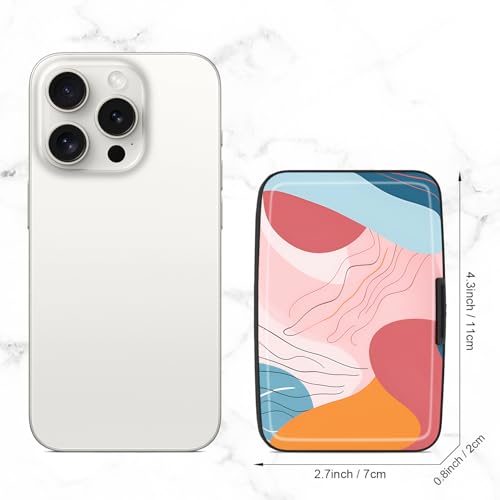 Image of Card Holder Credit Cards Holder for Women RFID wallet women Business Card Holder Wallet Mini Aluminum Card Wallet RFID Blocking Slim Metal Hard Card for Women, Color Abstract