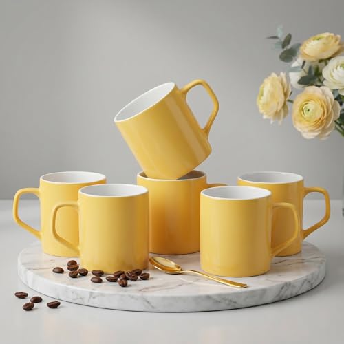 Image of U.P.C. Ceramic Tea Cups Set of 6| Microwave & Dishwasher Safe Cup Set of 6 for Tea & Coffee | Premium Coffee Mugs Set of 6 | Stylish Cups for Home & Office with Bone-Ash Free-150ml.