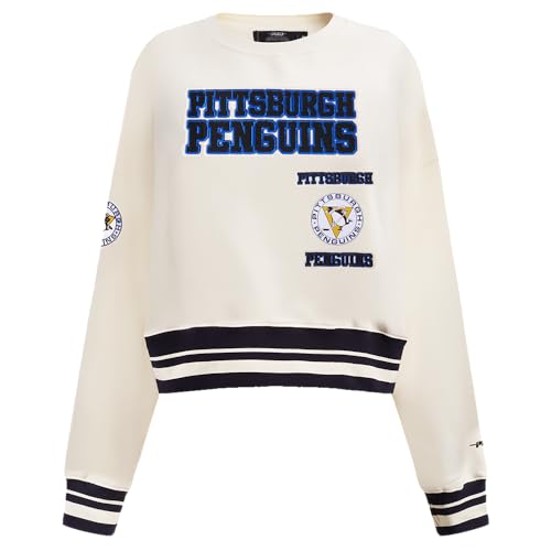 Pro Standard Womens NHL Pittsburgh Penguins Retro Classics Crewneck Sweatshirt Eggshell/Black M