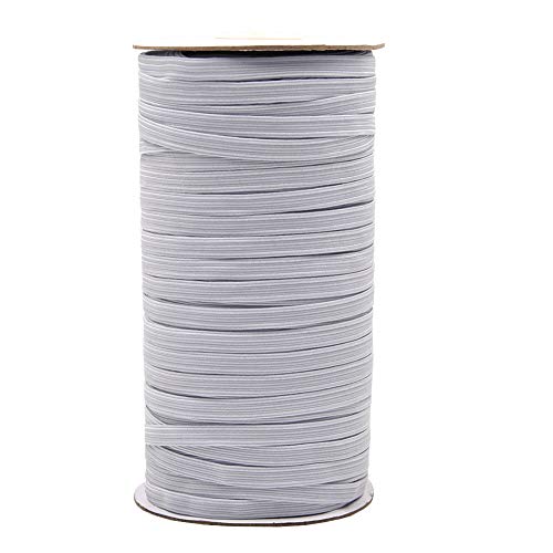 Bande de Cordon Élastique Blanc Bande Élastique Extensible Cordon Élastique Plat Élastique Ruban pour Couture, 6mm, 91Mètres