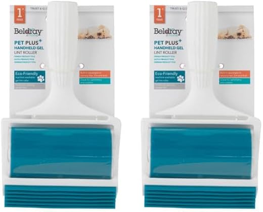 Beldray COMBO-6130 Set of 2 Pet Plus+ Handheld Lint Roller with Squeegee, Washable and Reusable Pet Hair Remover, Portable...