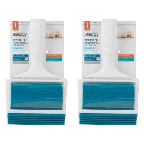 Beldray COMBO-6130 Set of 2 Pet Plus+ Handheld Lint Roller with Squeegee, Washable and Reusable Pet Hair Remover, Portable...