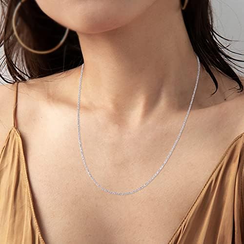 Jewlpire 925 Sterling Silver Chain Necklace for Women Men 1.35mm Diamond Cut Rope Chain - Italian Hypoallergenic Replacement Silver Necklace Chain Super Shiny & Durable Silver Chains 16/18/20/22/24 In