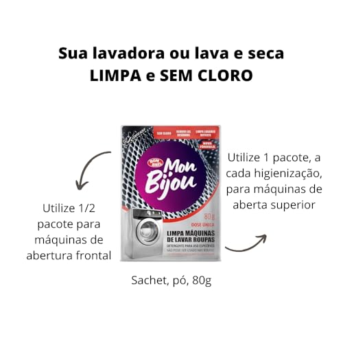Limpa Máquina De Lavar Roupas Mon Bijou Sachê 80g - 10 Unid
