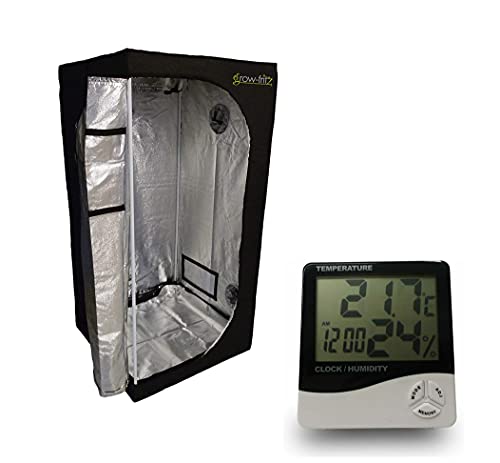 Growbox 80x80x160cm Growzelt inkl. Klimaüberwachung der Temperatur & Luftfeuchtigkeit Cover