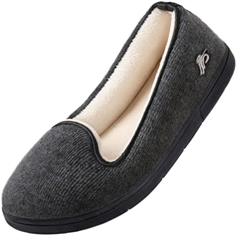 Wishcotton Women's Loafer House Slippers with Cozy Memory foam, Lightweight Closed Back House Shoes Indoor Outdoor (Dark Grey, US Size 6)