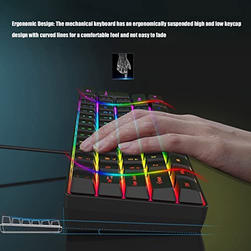 61 Key Gaming Keyboard, RGB Backlit, USB Wired, Mechanical Switches, 5 Brightness Levels, FN Shortcut Keys, Ergonomic, Wide Compatibility for Computers