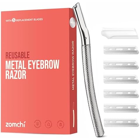 ZOMCHI Eyebrow Razor, Face Razors for Women&Men, Eyebrow Trimmer Shaper with Precision Cover,Facial Shaver with 6 Blades (Silver) Cover