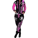 Womens Sweatsuits 2 Piece Hoodie Tracksuit Sets Casual Comfy Jogging Suits for Women Rose red-L