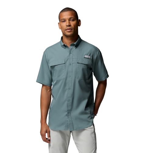 Columbia Men's PFG Blood and Guts V Short Sleeve Shirt, Metal, Large