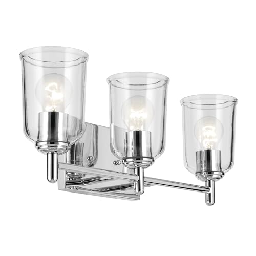 Kichler Shailene 21" 3-Light Vanity Light with Clear Glass in Chrome, Use as Single or in Multiple, for Vanities, (21" x 8.25"), 45574CHCLR