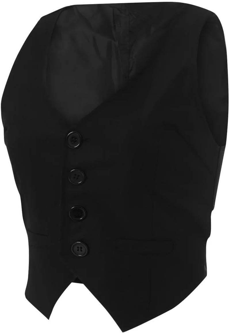 Women’S Sleeveless V Neck Single Breasted Solid Color Casual Slim Fitting Soft Simple Suit Vest Button Down Waistcoats