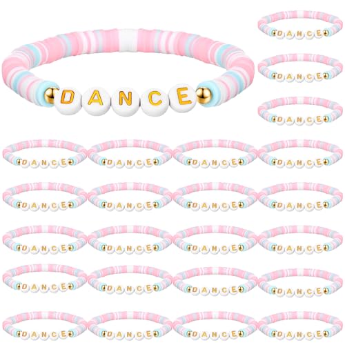 24 Pcs Dance Polymer Clay Beaded Bracelet Bulk Stretch...