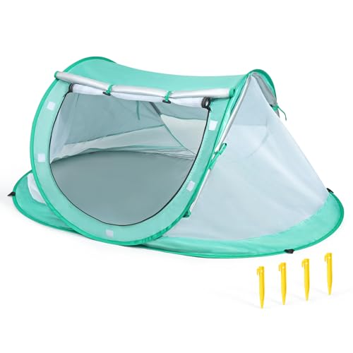 Image of Orzbow Baby Beach Tent, Large Pop Up Beach Tent Sun Shelter with Mosquito Net, UPF 50+ UV Protection Sun Shelter, Portable with Carry Bag & 4 Stakes, Baby Summer Essentials for Boys and Girls, Green
