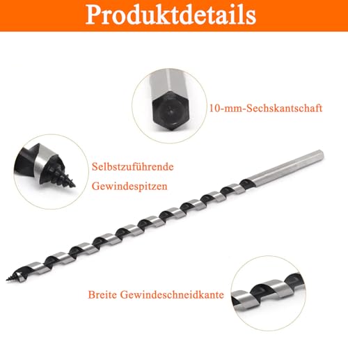 Anhoer Holzspiralbohrer Schlangenbohrer Holzbohrer Holzbearbeitung Dowel Bohren ø16x300mm für Handbohrmaschinen und Bohrmaschinen