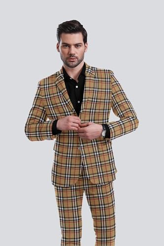 Elina fashion Men's Plaid Blazer Checks 2 Button Long Sleeve Slim Fit Suit Jacket Business Casual Coat Rakhi Diwali Gift4