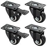 Geräuschloses Lenkrollen-Set, robuste 100-kg-Tragfähigkeit mit Doppelkugellagern for sanfte Möbelbewegungen, ideal for den Heim- und Bürogebrauch(2xswivel+2xbrake,1.5'/38mm)
