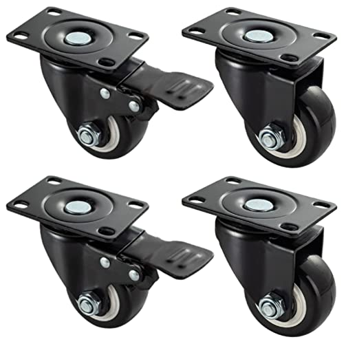 Robustes, geräuscharmes Lenkrollen-Set mit Doppelkugellagern for eine reibungslose Bewegung der Möbel, ideal for Zuhause und das Büro(2xswivel+2xbrake,2"/50mm)