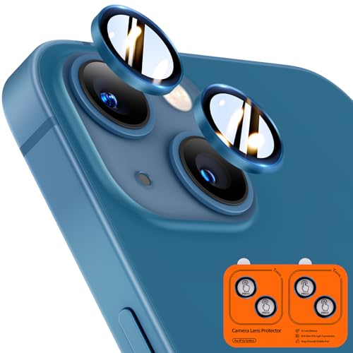Image of TOCOL Camera Lens Protector for iPhone 13 / iPhone 13 Mini Tempered Glass HD Individual Scratch Resistant Camera Cover Accessories Case Friendly 2 Pack(Dark Blue)
