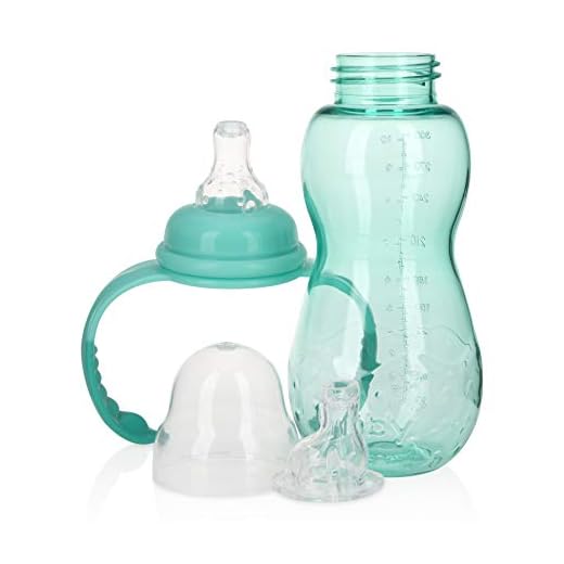 Nuby New 3 Stage Ultra Durable Tritan Grow with Me No-Spill Bottle to Cup, 10 Oz, Teal, 80387