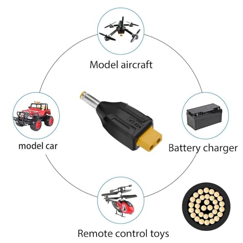 CY Adaptador XT60 feminino SC100 para conector DC 5,5 x 2,5 mm macho, adaptador de carregamento rápi