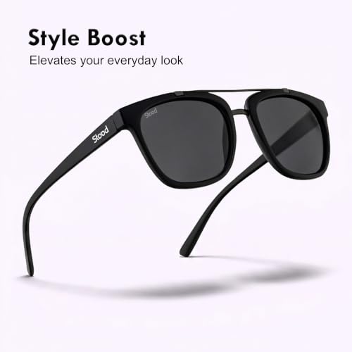 Image of Stood Techy Serie Sunglasses |Rounded Square | UV Protected | Matte | Double Metal Bridge | Medium | Men & Women | SG-STD0021