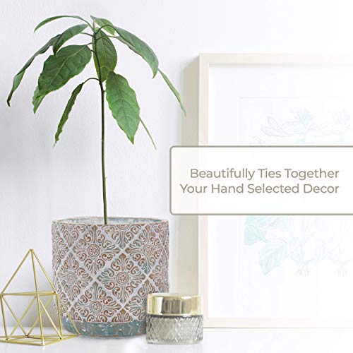Inspirella Timeless Plant Pots – 7.1" Stunningly Detailed Ceramic Pots For Plants, Hand Glazed Planters Indoor Plants With Drainage For Indoor Outdoor Planting, Leak Proof Planter Succulents #TOP2