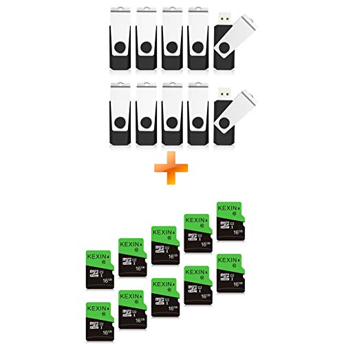 KEXIN 100 Pack 128MB Bulk Flash Drive + 10 Pack 16G Micro SD Card