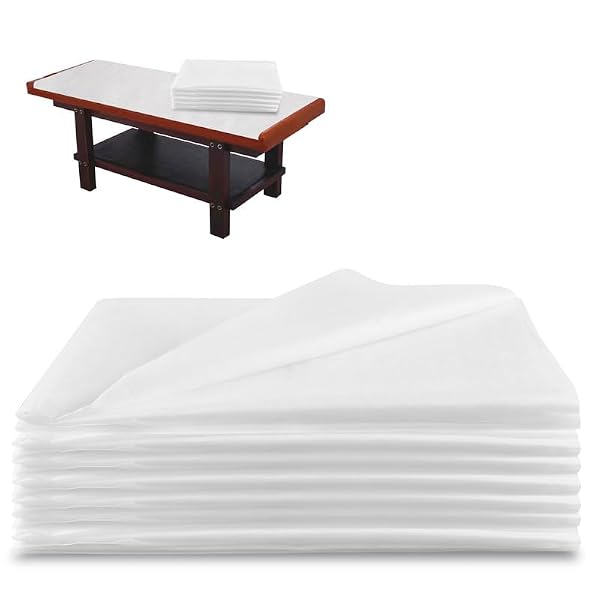 Disposable Massage Table Sheets 31.5" x 74.9" 100PCS -Massage Bed Cover - Non-Woven Fabric Oil-Waterproof,Comfortable, Thick and Durable, Soft, Latex-free, Disposable Waterproof Sheets (White) by ADORARE - Used condition - US$23.74