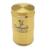 Hecho.Ds Golden Toothpick Holder Brass Toothpick Holder Dustproof Metal Toothpick Dispenser Bamboo S